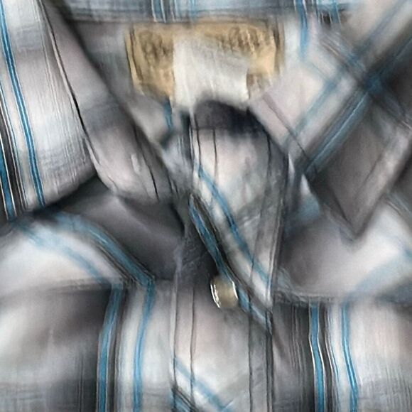 Wrangler 2XL black gray turquoise plaid pearl snap western shirt - Picture 3 of 10
